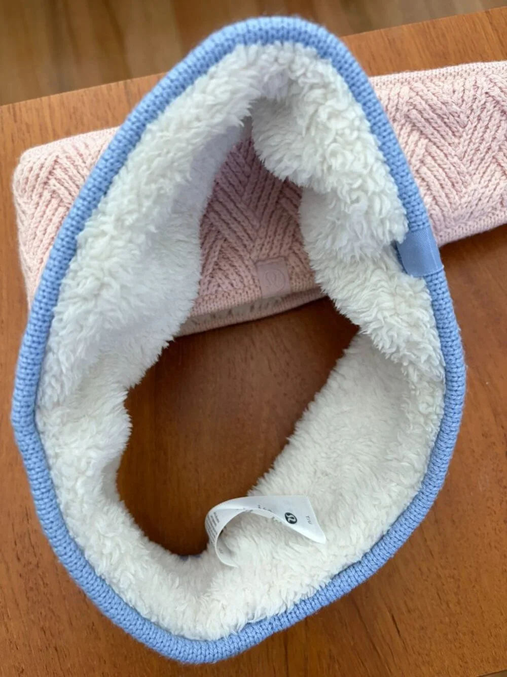 Two Lululemon Merino Wool Sherpa Head Band Ear Warmer Blue and Pink